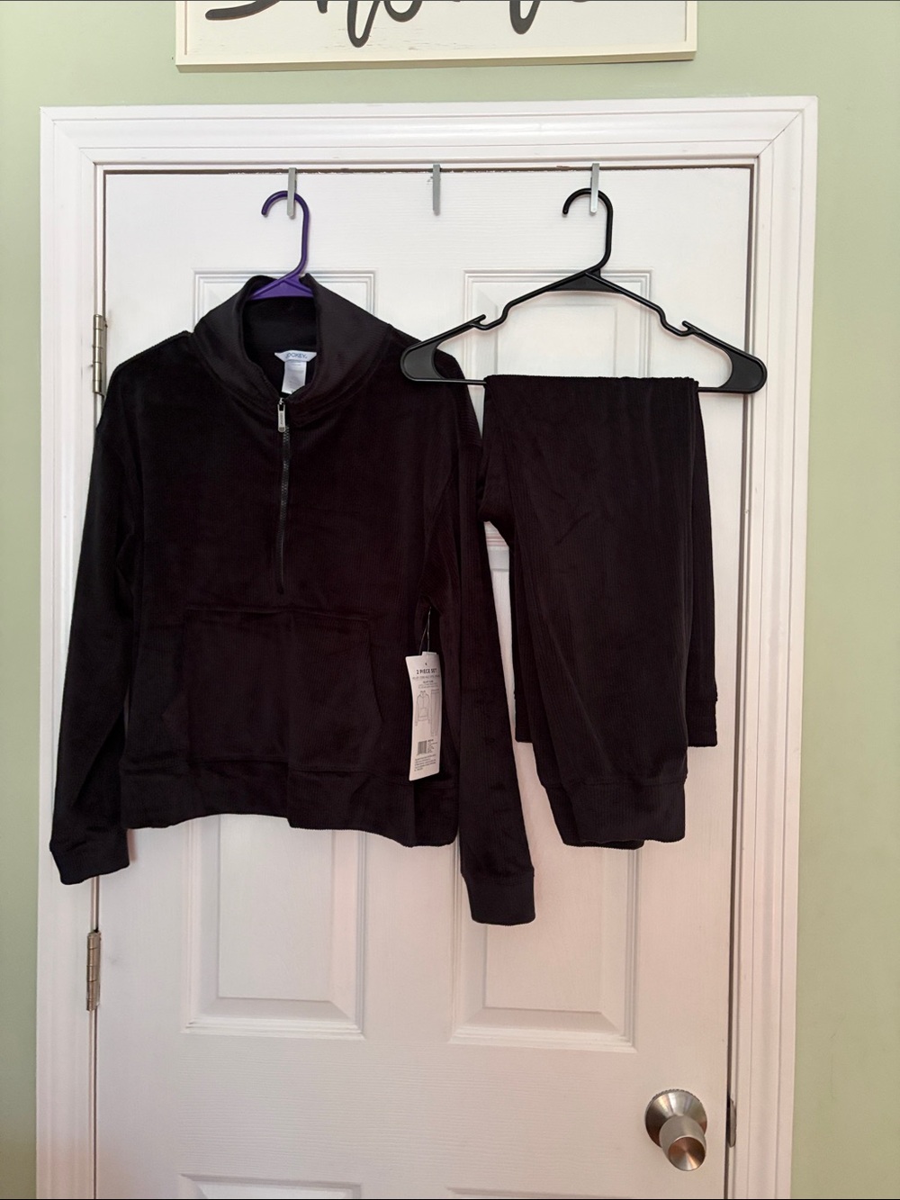 Jockey Black Quarter-Zip Cowl Neck Sweater and Lounge Pants Set